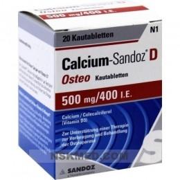Кальций-Сандоз с витамином D (CALCIUM SANDOZ D) Osteo 500 mg/400 I.E. Kautabl. 20 St