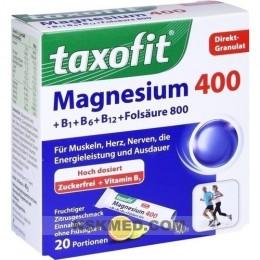 TAXOFIT Magnesium 400+B1+B6+B12+Folsäure 800 Gran. 20 St