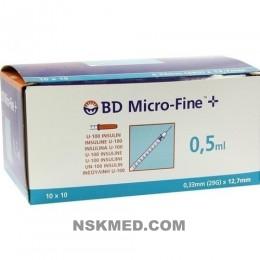 Инсулиновый шприц БД Микро-файн плюс (BD MICRO-FINE+) Insulinspr.0,5 ml U100 12,7 mm 100X0.5 ml