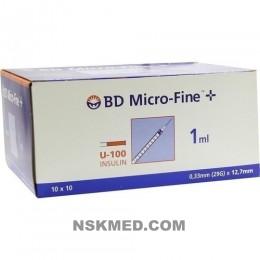 Инсулиновый шприц БД Микро-файн плюс (BD MICRO-FINE+) Insulinspr.1 ml U100 12,7 mm 100X1 ml
