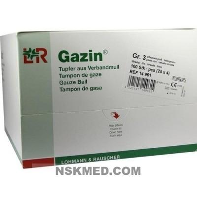 GAZIN Tupfer pflaum.steril 2+2 Schutzr.o.RK 100 St