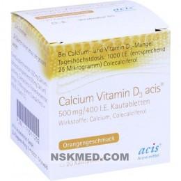 CALCIUM VITAMIN D3 acis 500 mg/400 I.E. Kautabl. 20 St