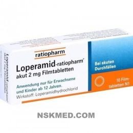 LOPERAMID ratiopharm akut 2 mg Filmtabletten 10 St
