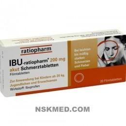 IBU RATIOPHARM 200 mg akut Schmerztbl.Filmtabl. 20 St