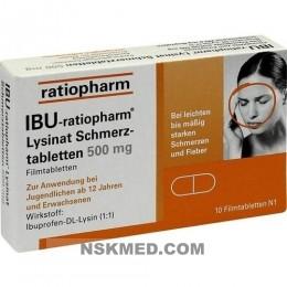 IBU RATIOPHARM Lysinat Schmerztabl.500 mg 10 St