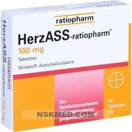 ГерцАСС ратиофарм (ацетилсалициловая кислота 100 мг) таблетки (HERZASS ratiopharm 100 mg Tabletten) 50 St