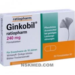 Гинкобил Ратиофарм 240мг таблетки (GINKOBIL ratiopharm 240 mg Filmtabletten) 30 St