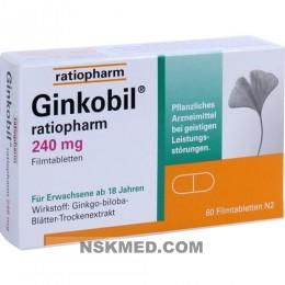 Гинкобил Ратиофарм 240мг таблетки (GINKOBIL ratiopharm 240 mg Filmtabletten) 60 St