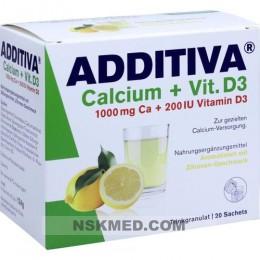 Аддитива кальций 1000мг + Витамин D3 200МЕ порошок (ADDITIVA Calcium 1.000 mg+Vit.D3 Pulver) 20 St