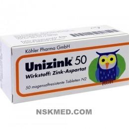 Уницинк 50 таблетки устойчивые к воздействию желудочного сока (UNIZINK 50 magensaftresistente Tabletten) 50 St
