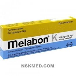 Мелабон К 250 мг/250 мг/50 мг таблетки (MELABON K Tabletten) 20 St